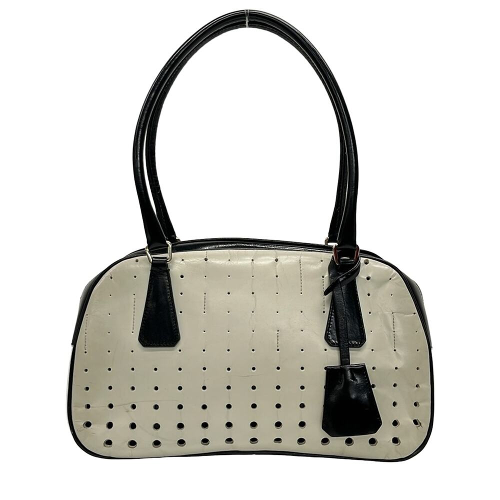 Prada Boston Bag White Black